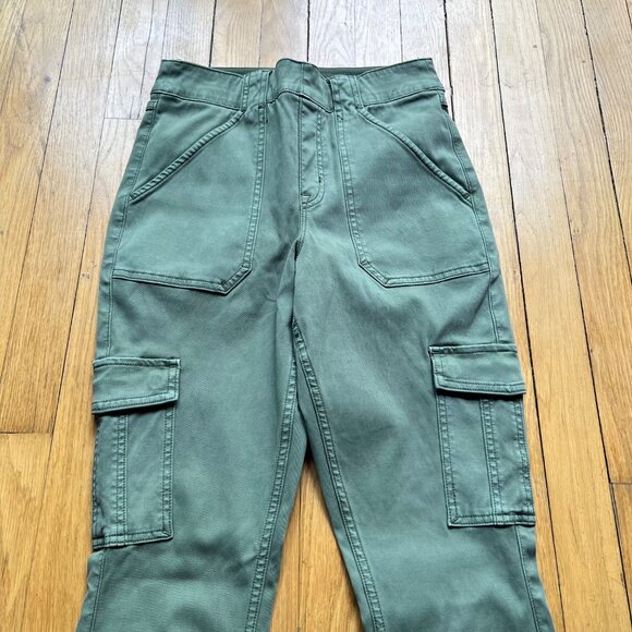 Spanx Size M Sage Green Cotton Rayon Blend Stretch Twill Ankle Cargo Pants - Picture 8 of 16